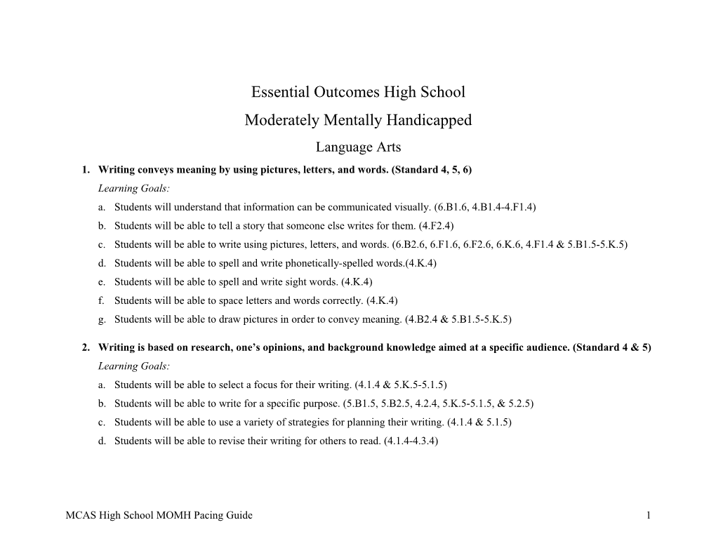 Essential Outcomes High School