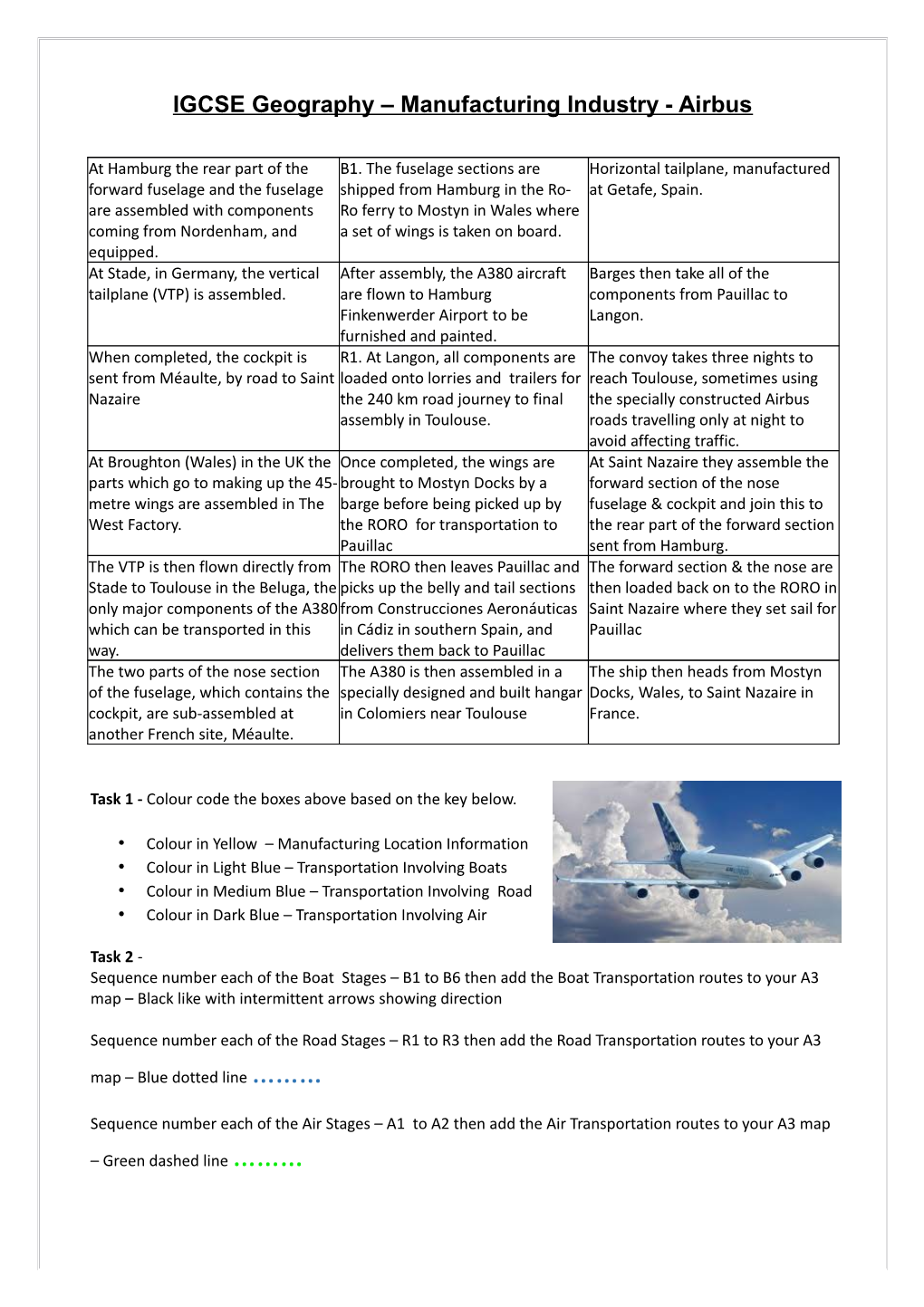 IGCSE Geography Manufacturing Industry - Airbus