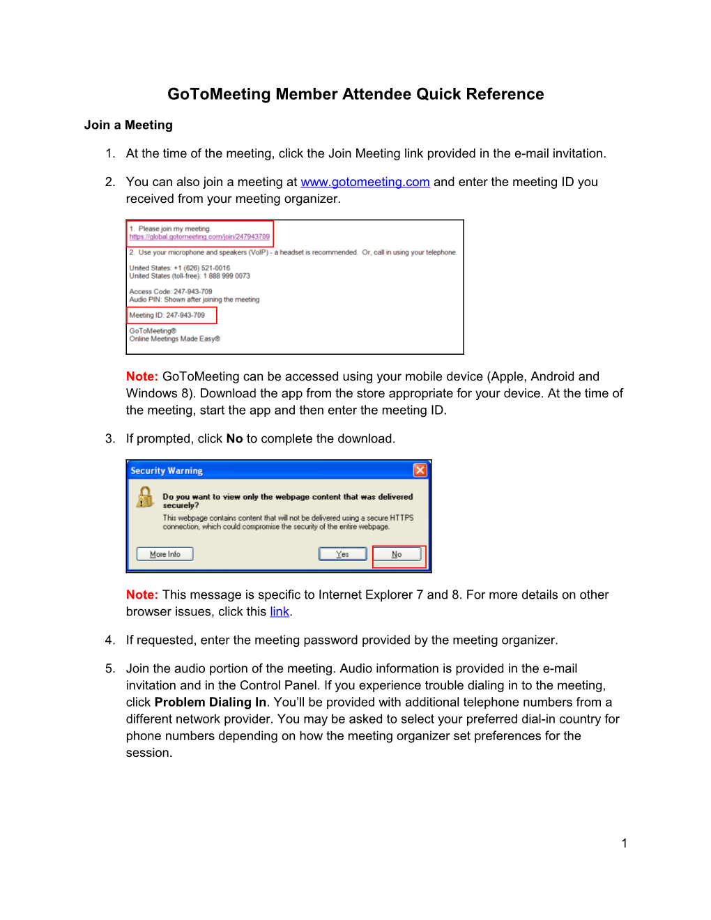 Gotomeetingmember Attendee Quick Reference