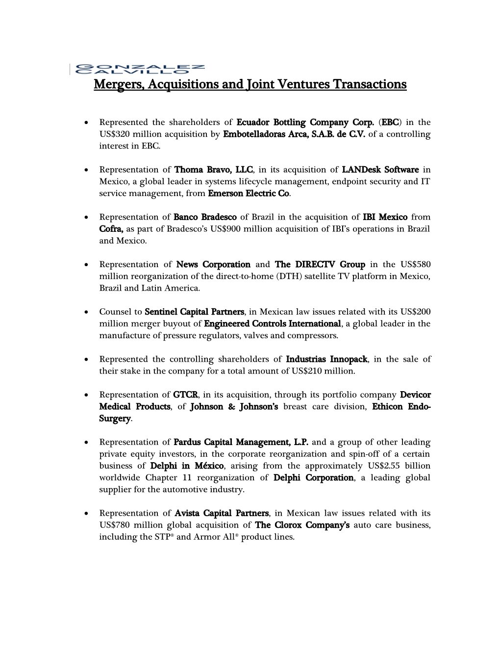 Mergers, Acquisitions and Joint Venturestransactions