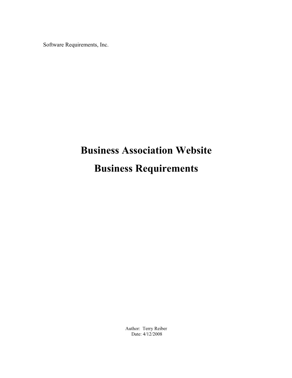 Business Association Website - Business Requirements Document