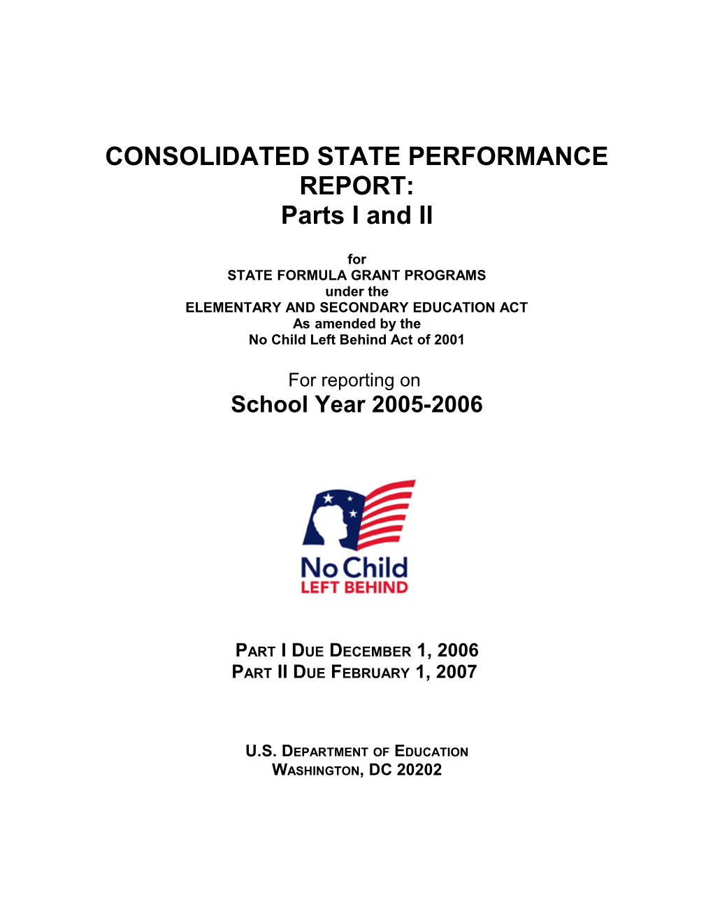 Consolidated State Performance Report