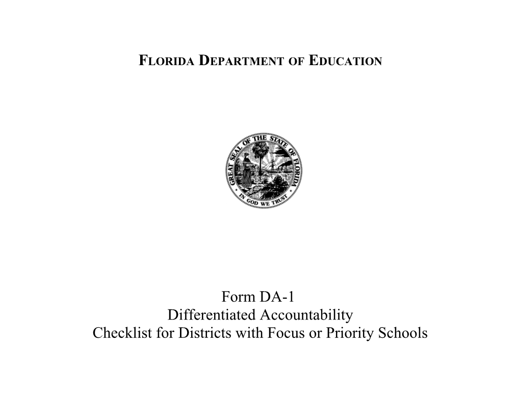 Differentiated Accountability (DA) Checklist for Districts with Focus Or Priority Schools