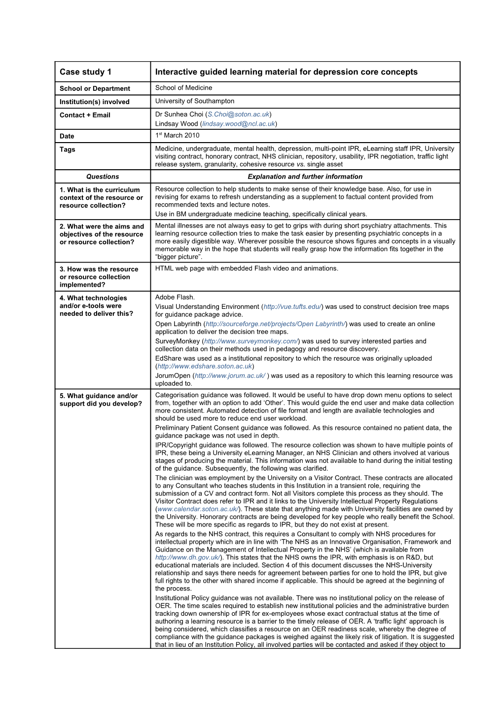 Interactive Guided Learning Material for Depression Core Concepts