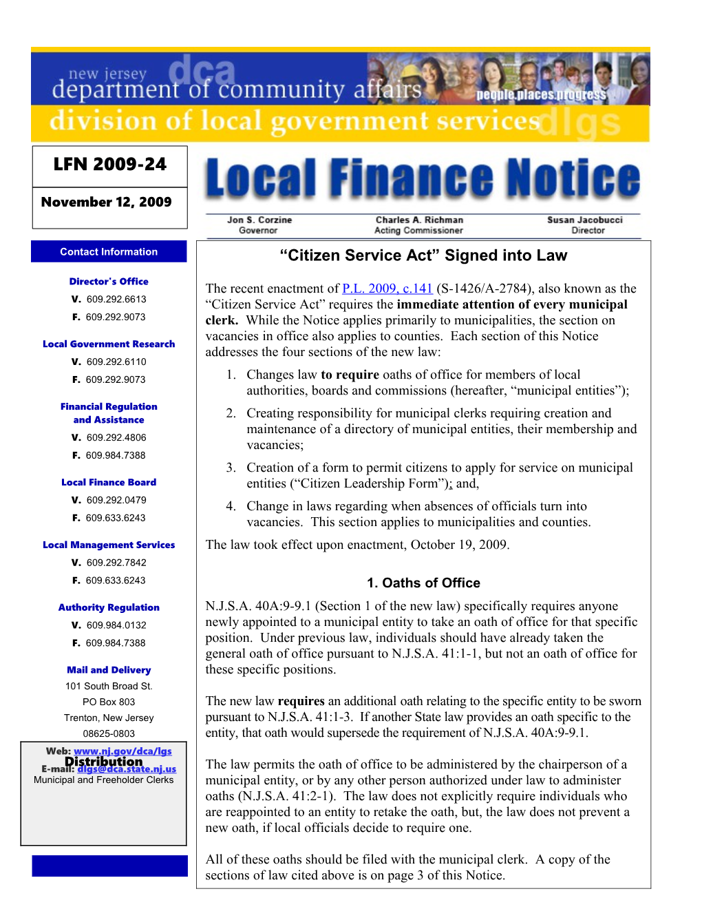 Local Finance Notice 2009-24 November 12, 2009Page 1