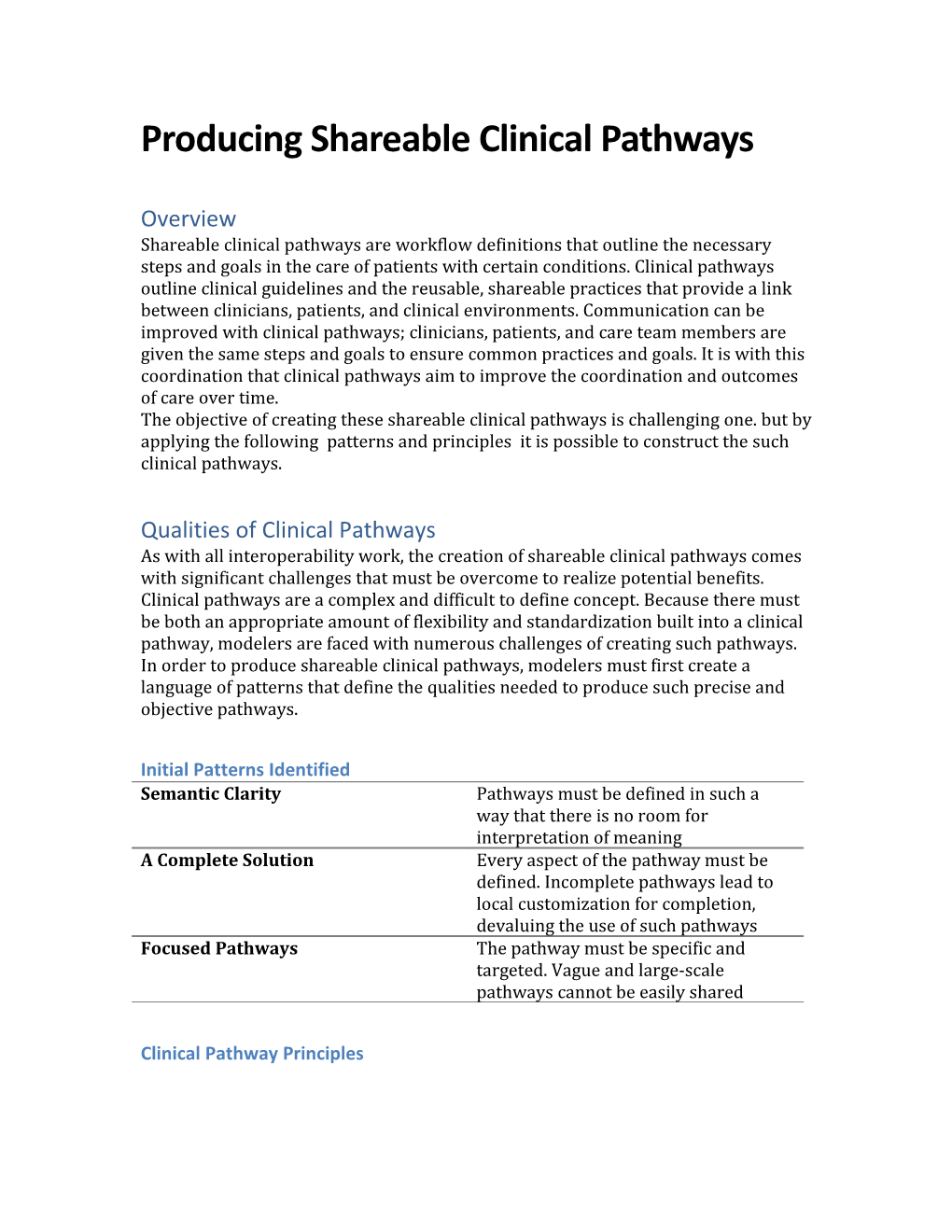 Producing Shareable Clinical Pathways