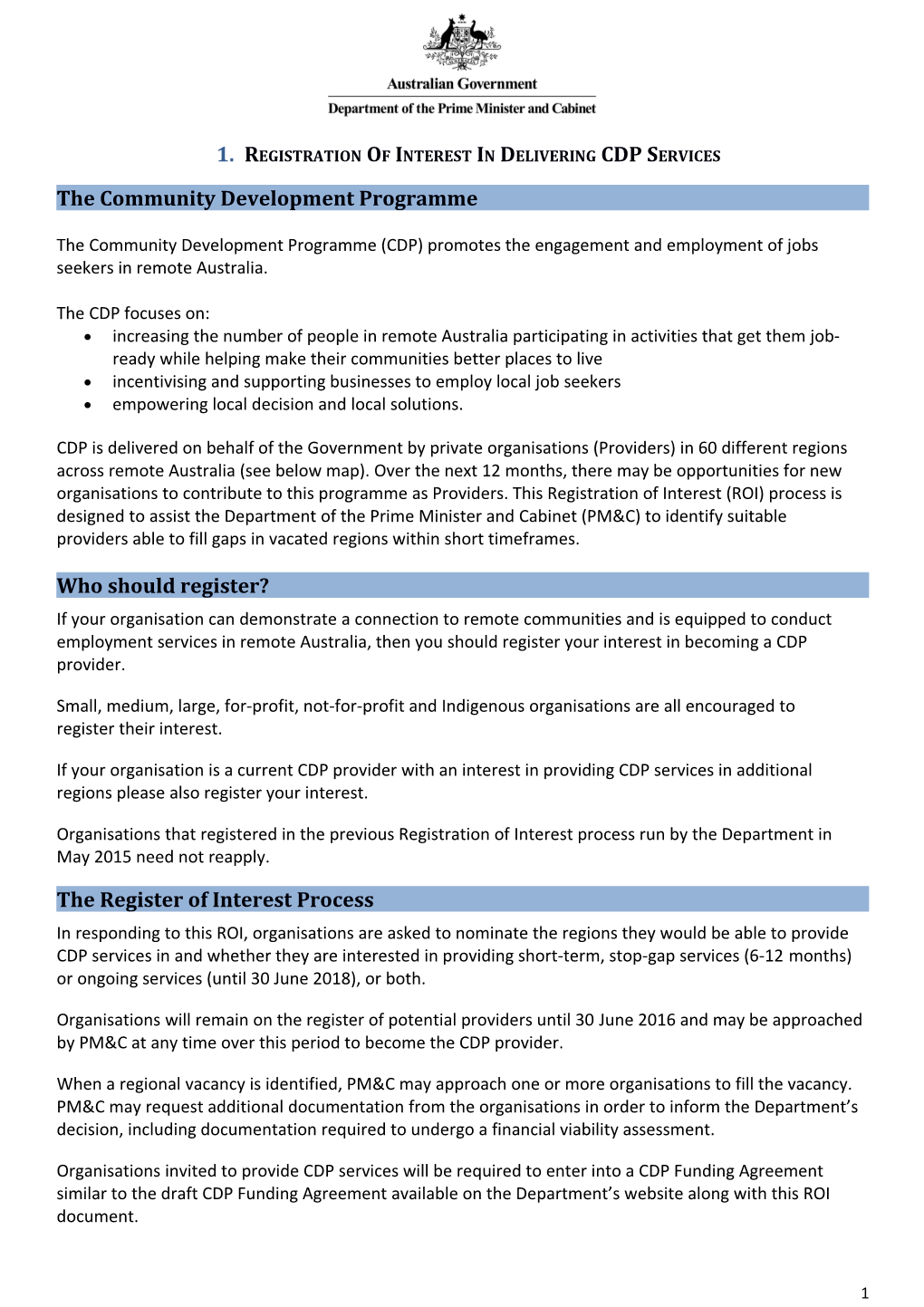 Registration of Interest in Delivering RJCP Services