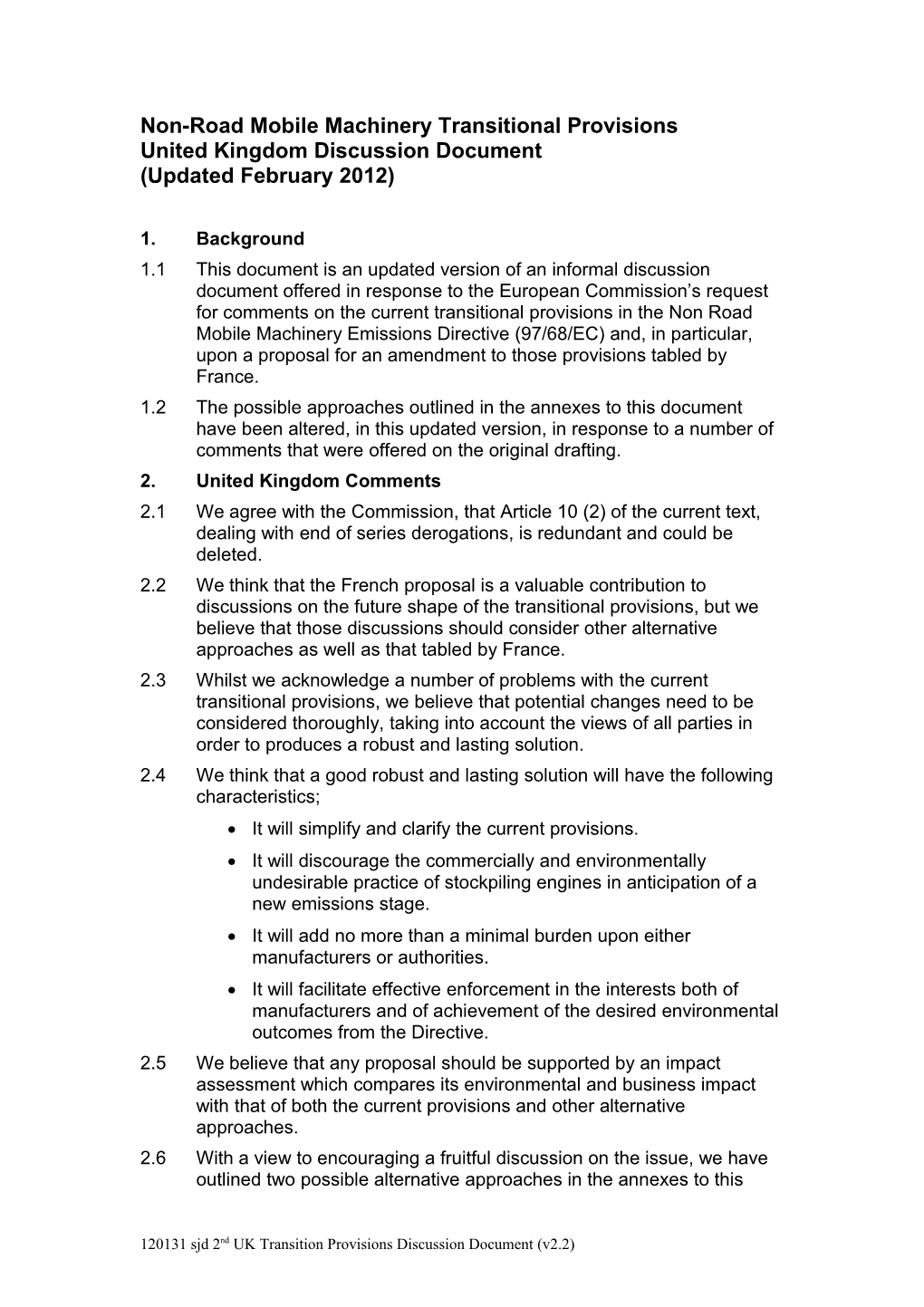 Non-Road Mobile Machinery Transitional Provisions