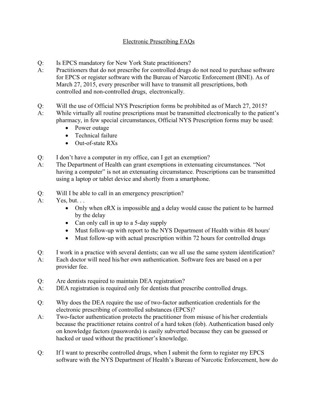 Electronic Prescribing Faqs