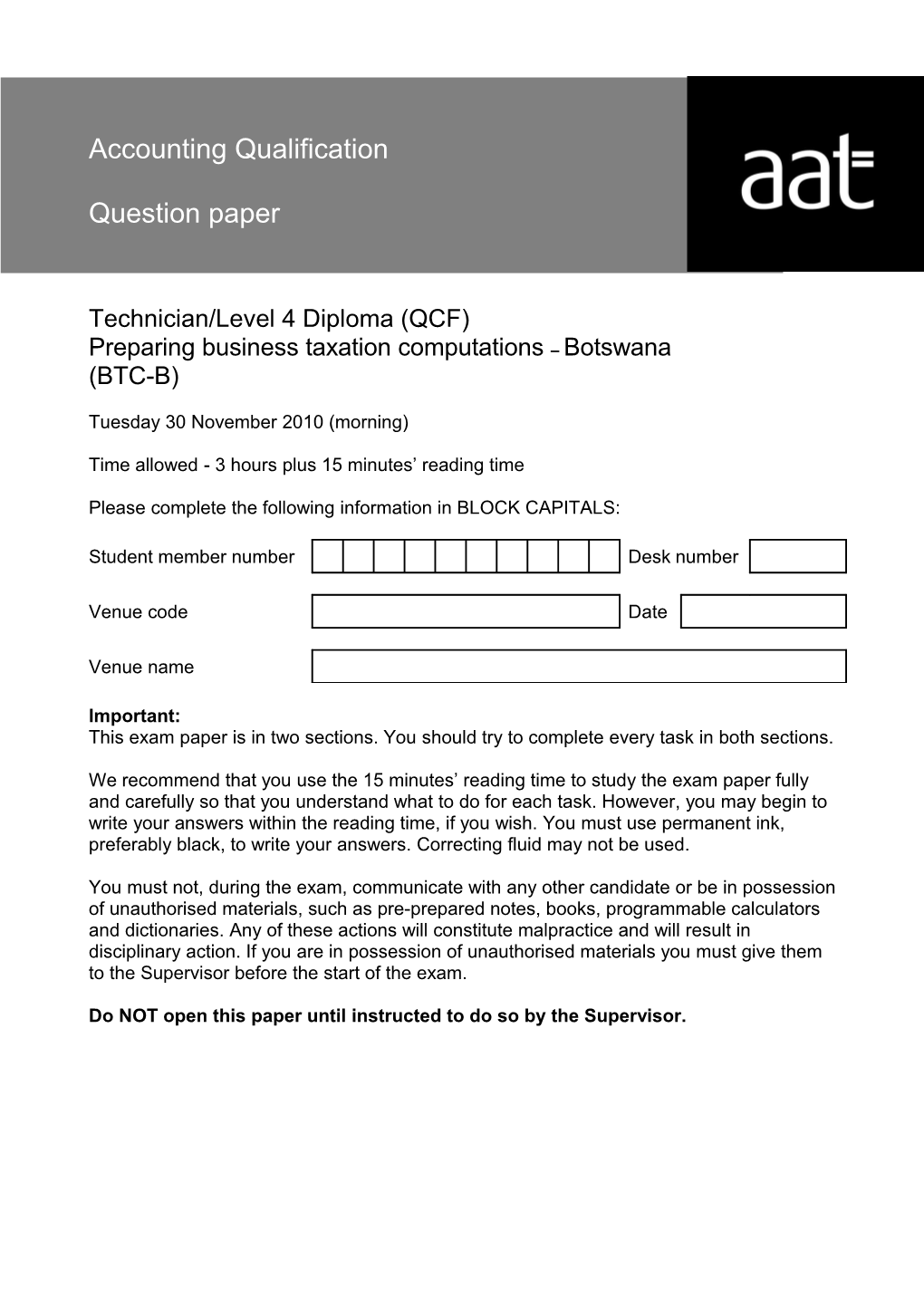 Technician/Level 4 Diploma (QCF)