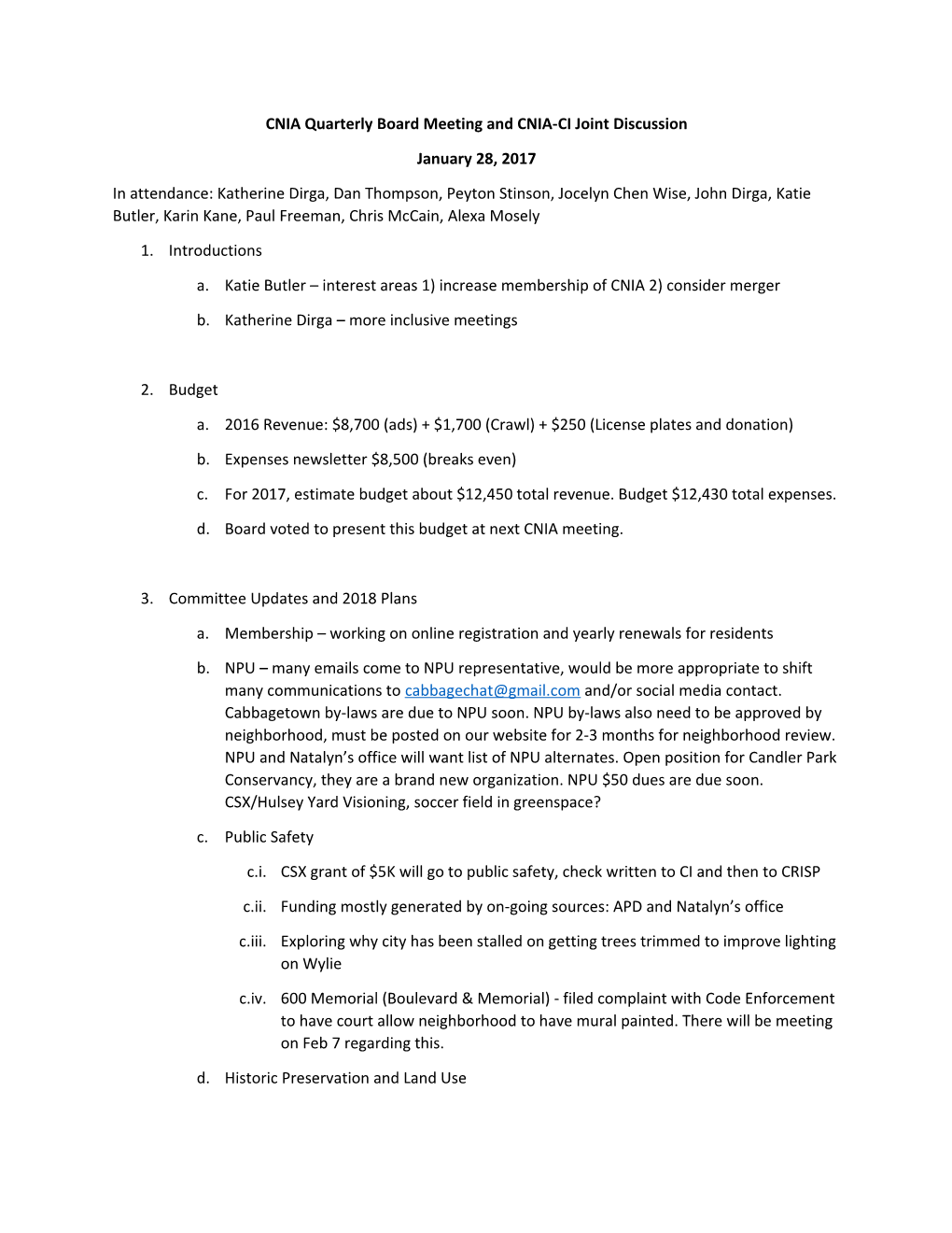 CNIA Quarterly Board Meeting and CNIA-CI Joint Discussion