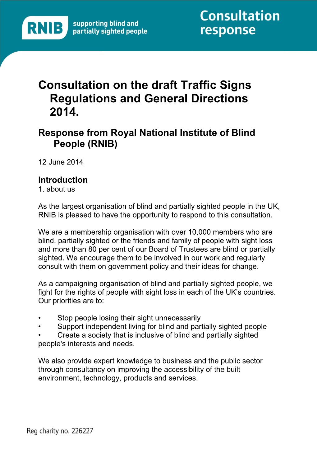 Consultation on the Draft Traffic Signs Regulations and General Directions 2014