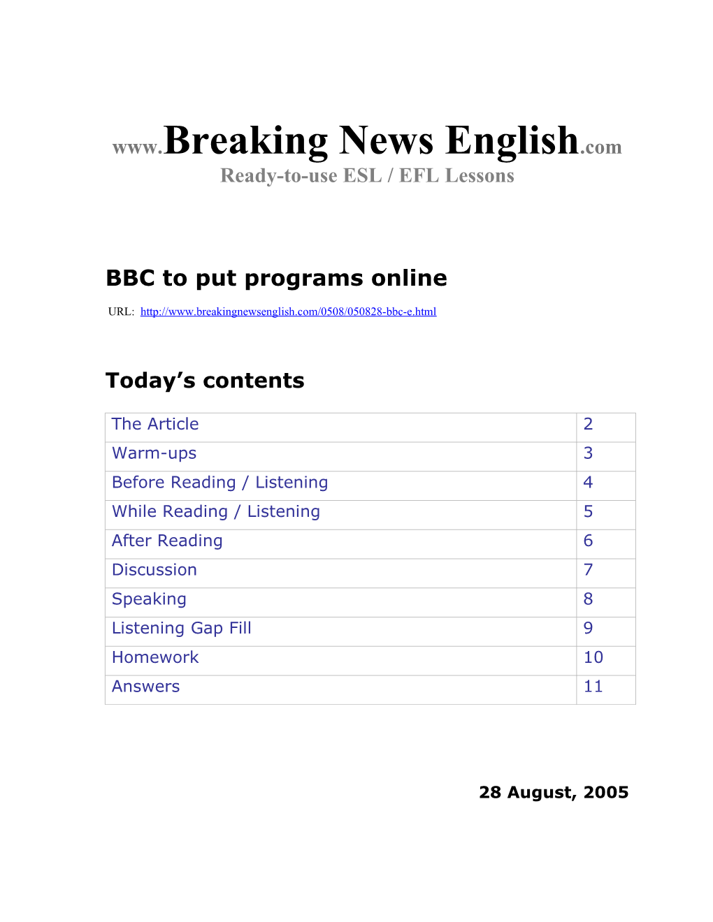 BBC to Put Programs Online
