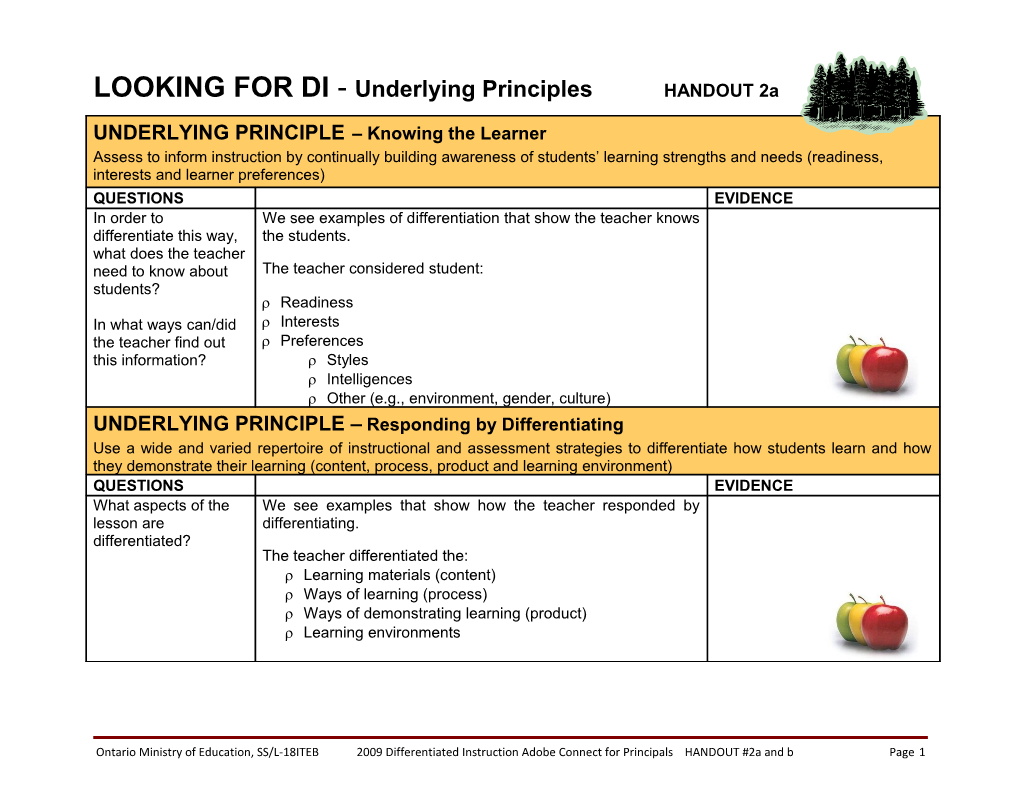 Looking for Di - Underlying Principles
