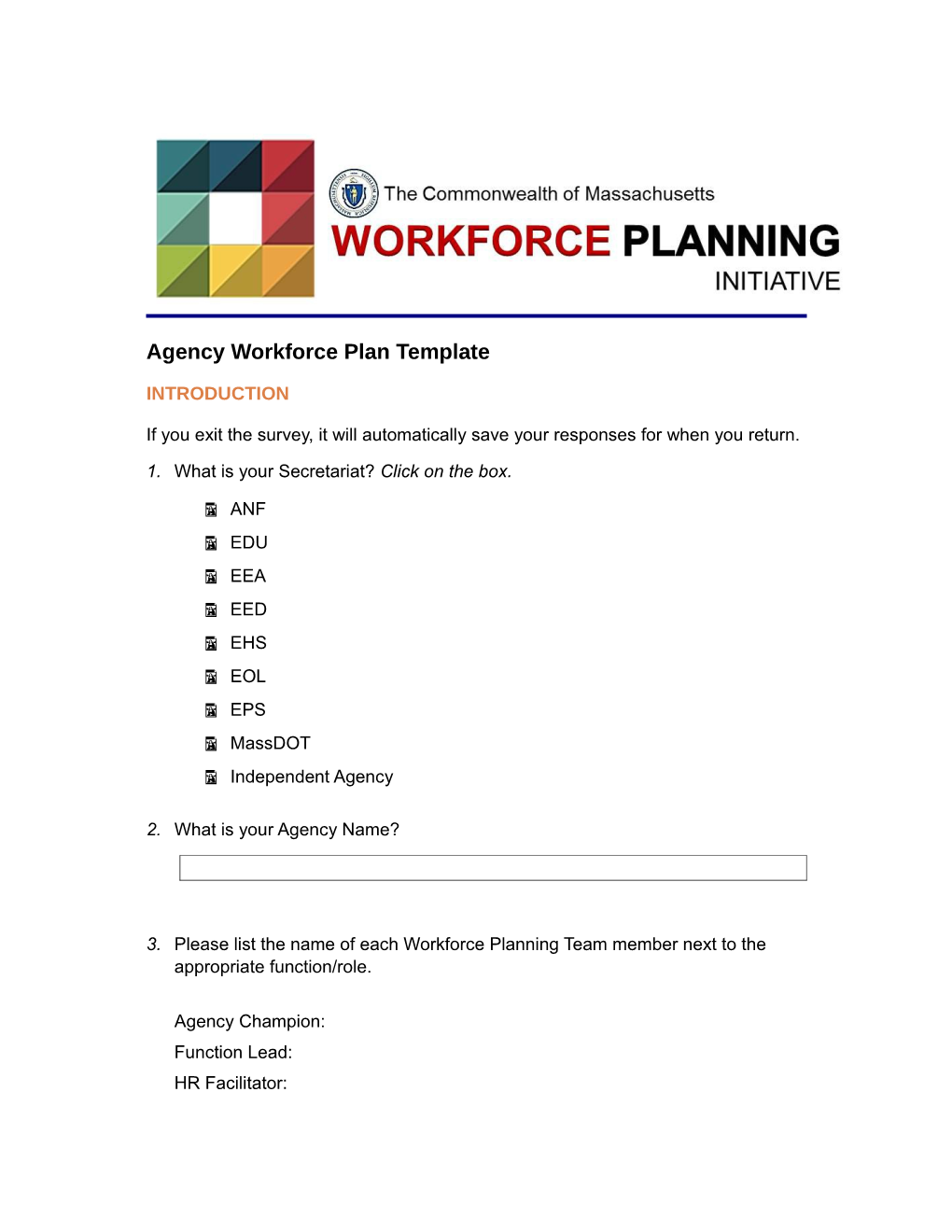 Agency Workforce Plan Template