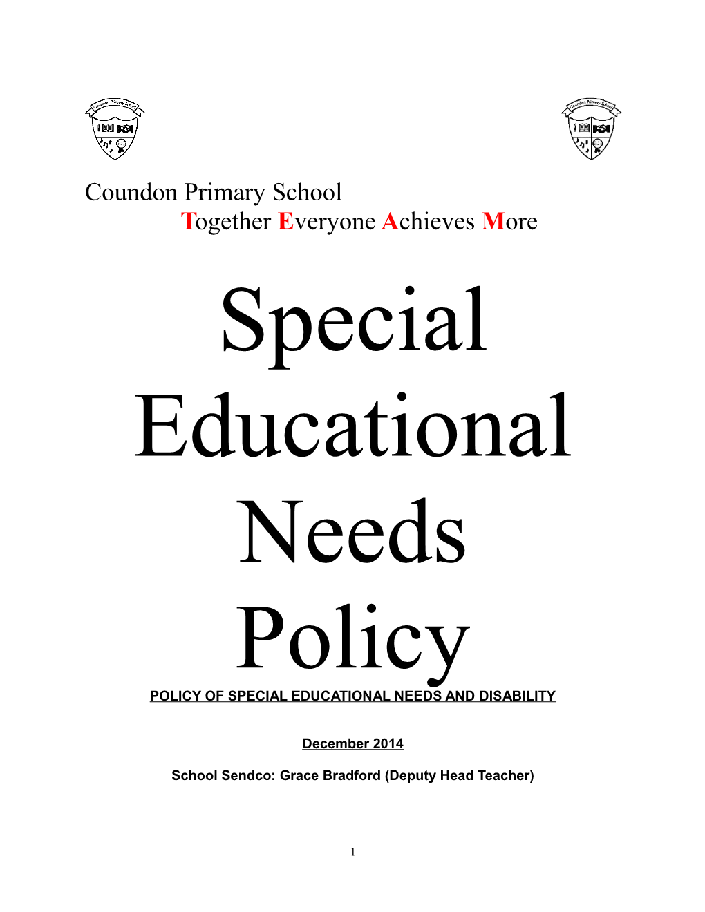 Policy of Special Educational Needs and Disability