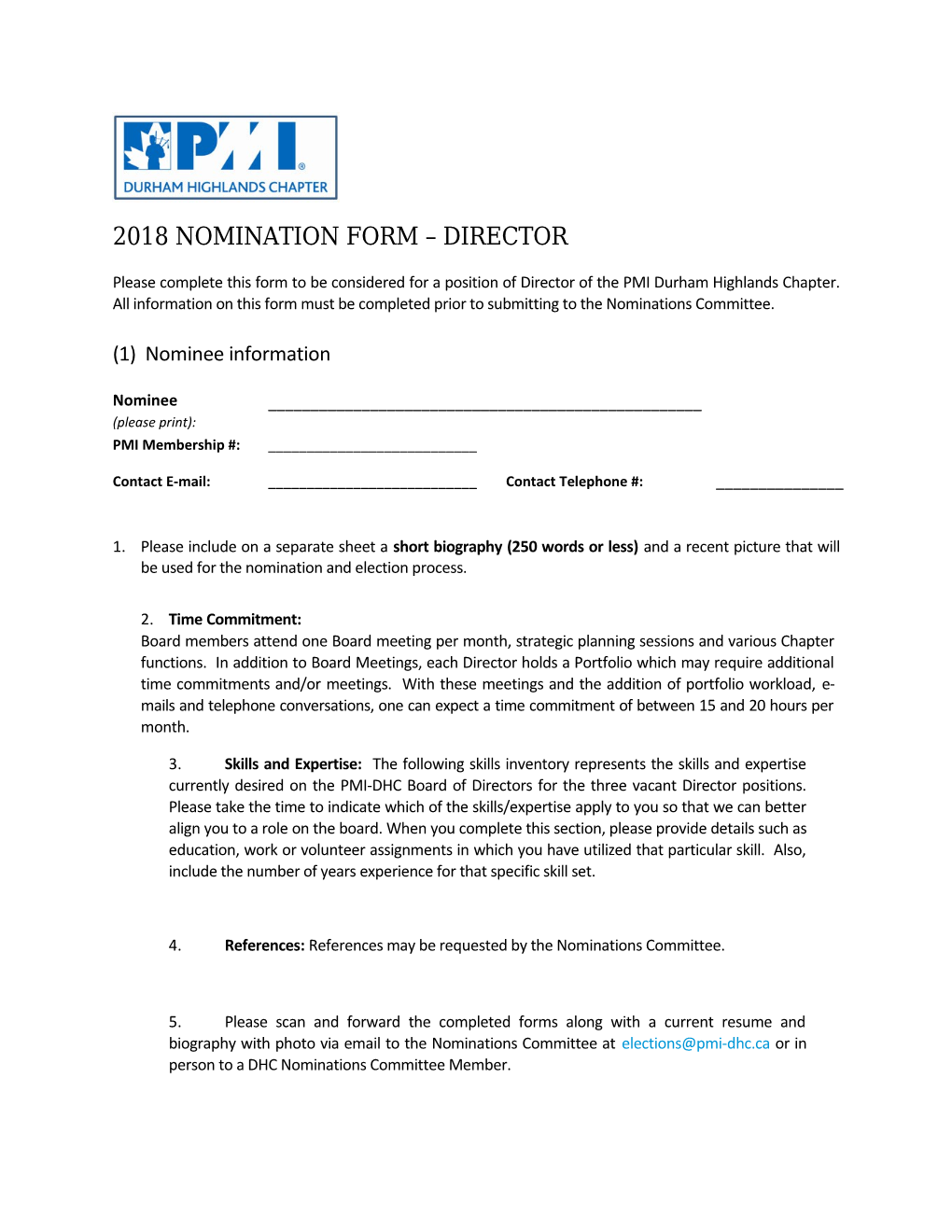 PMI-DHC 2013 Election