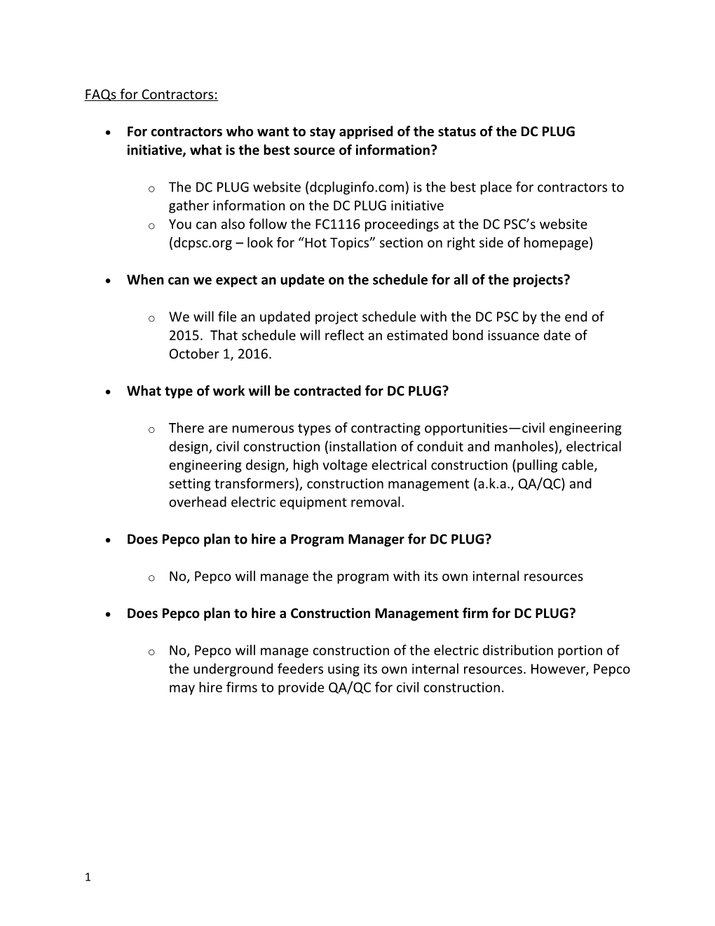 Faqs for Contractors