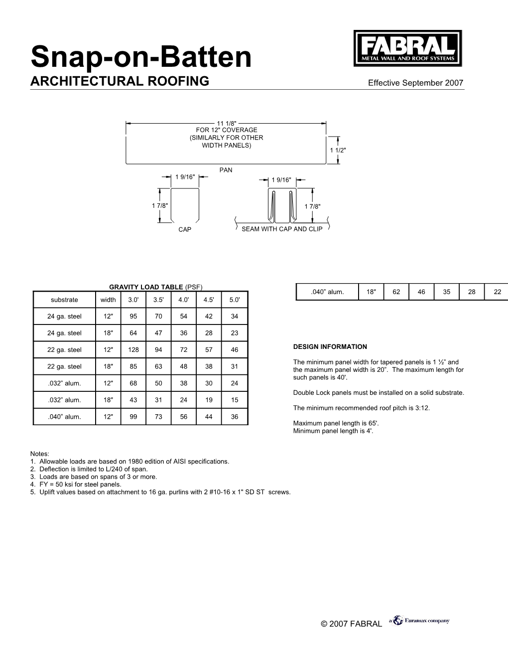 ARCHITECTURAL ROOFING Effective September 2007