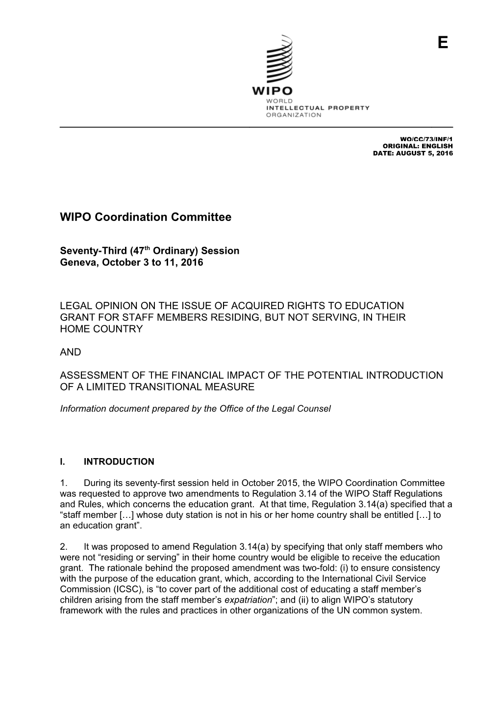 Wo/Cc/71/4, Amendments to Staff Regulations and Rules