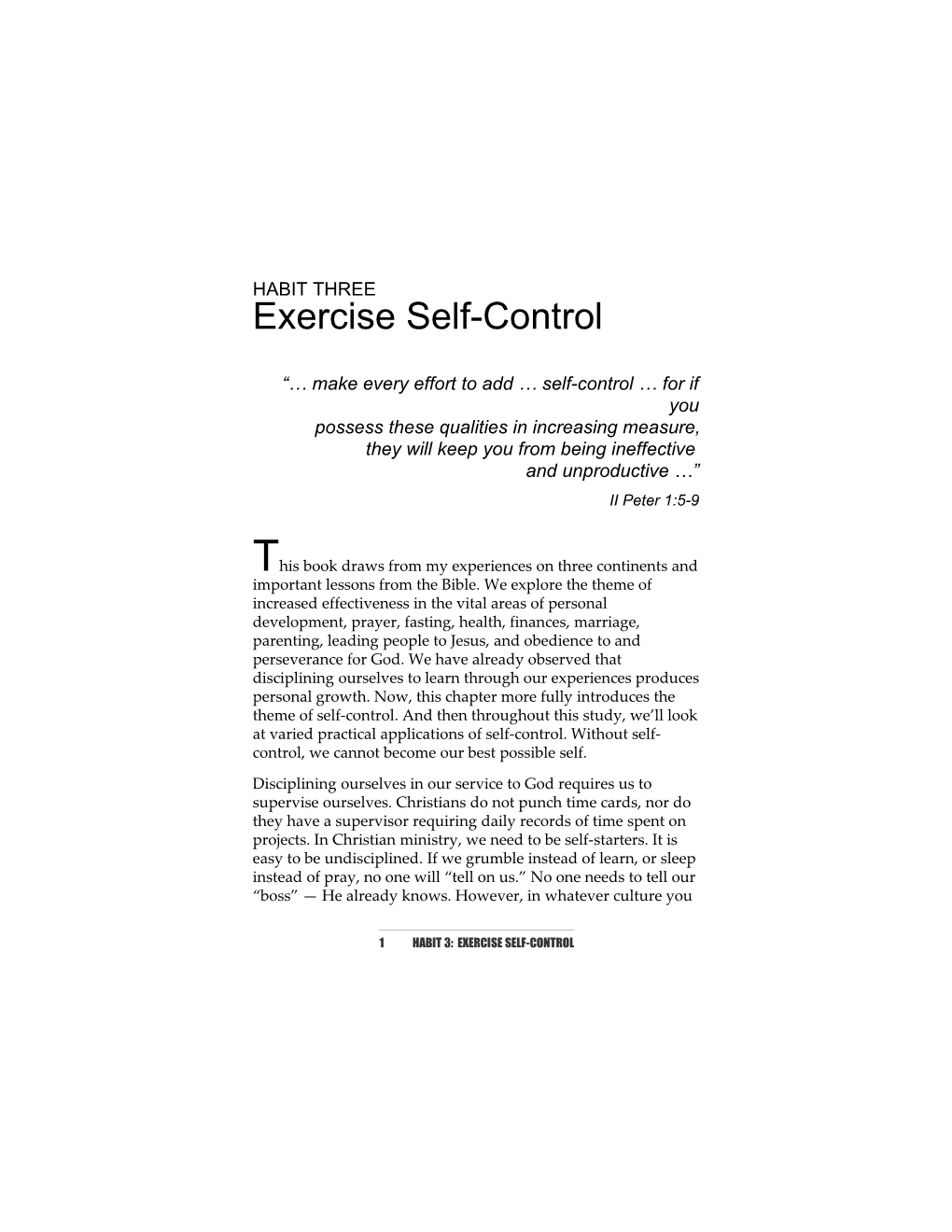 Exercise Self-Control