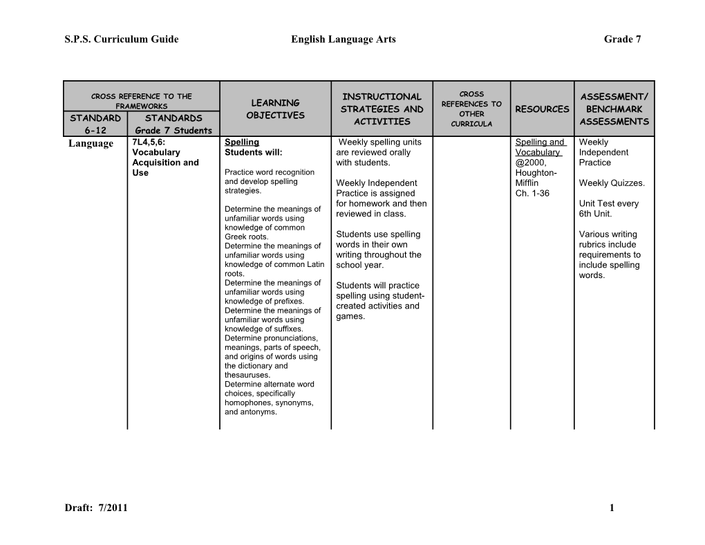 Cross Reference to the Frameworks