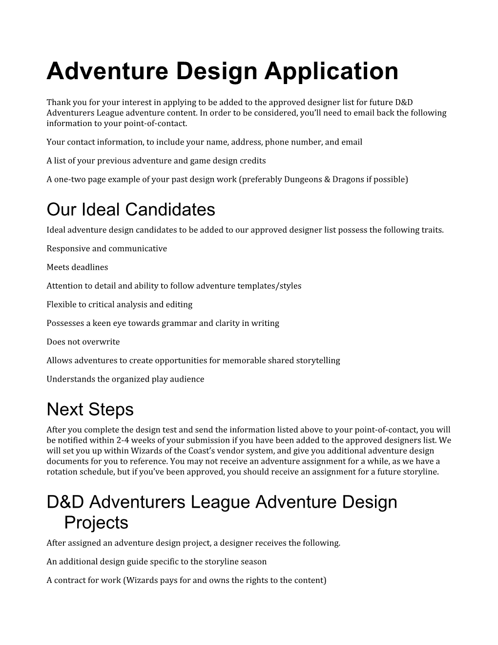 Adventure Design Application