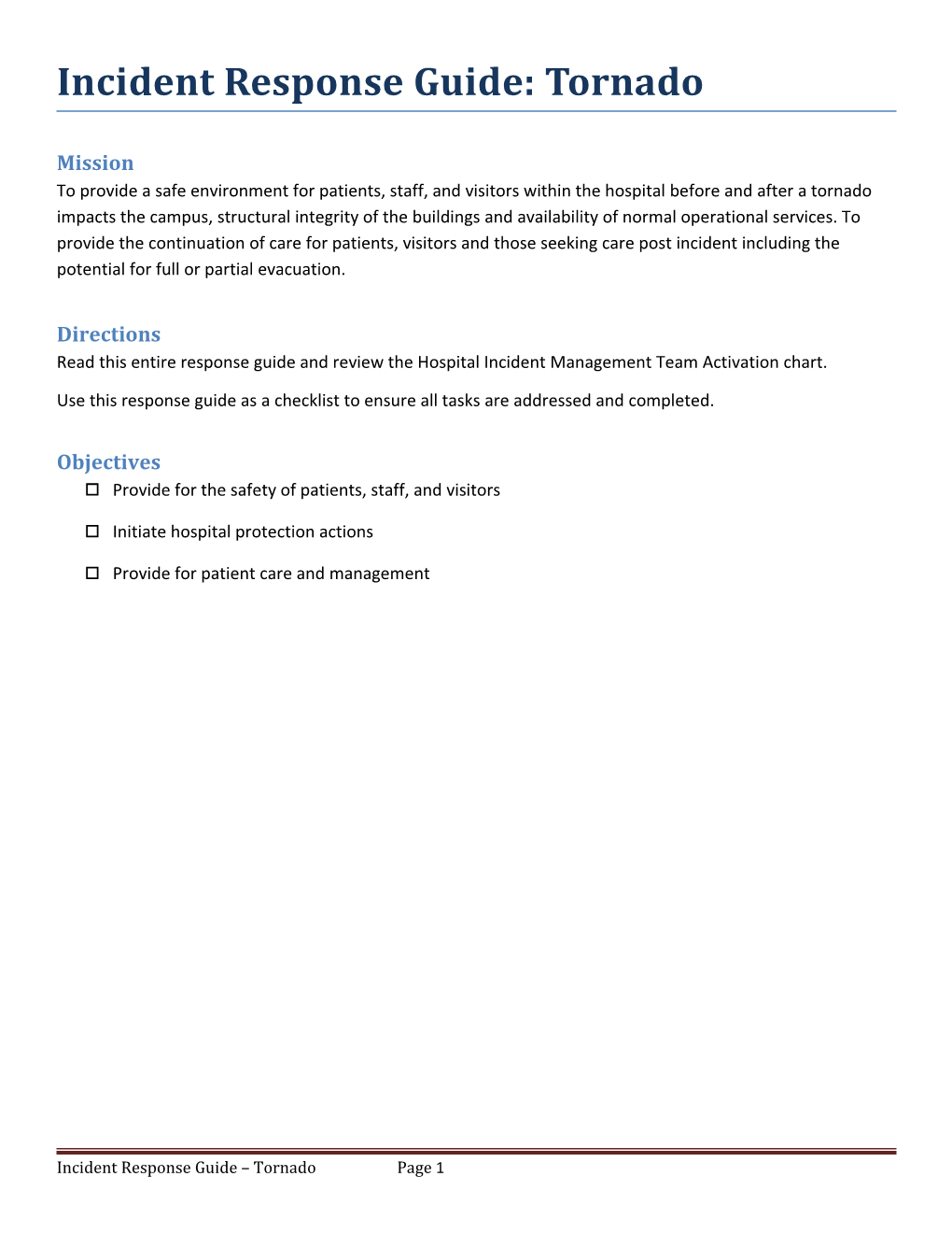 Incident Response Guide: Tornado