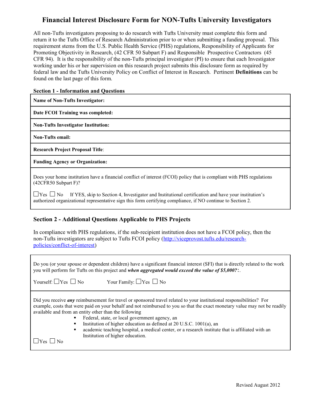 Financial Interest Disclosure Form