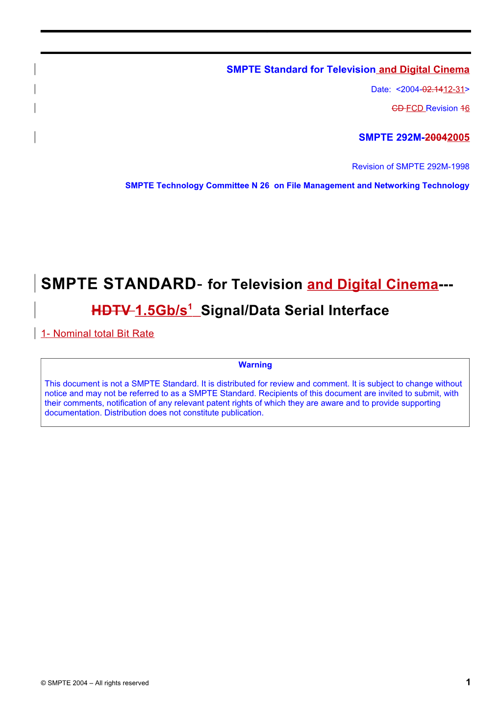 SMPTE 292M Serial Interface