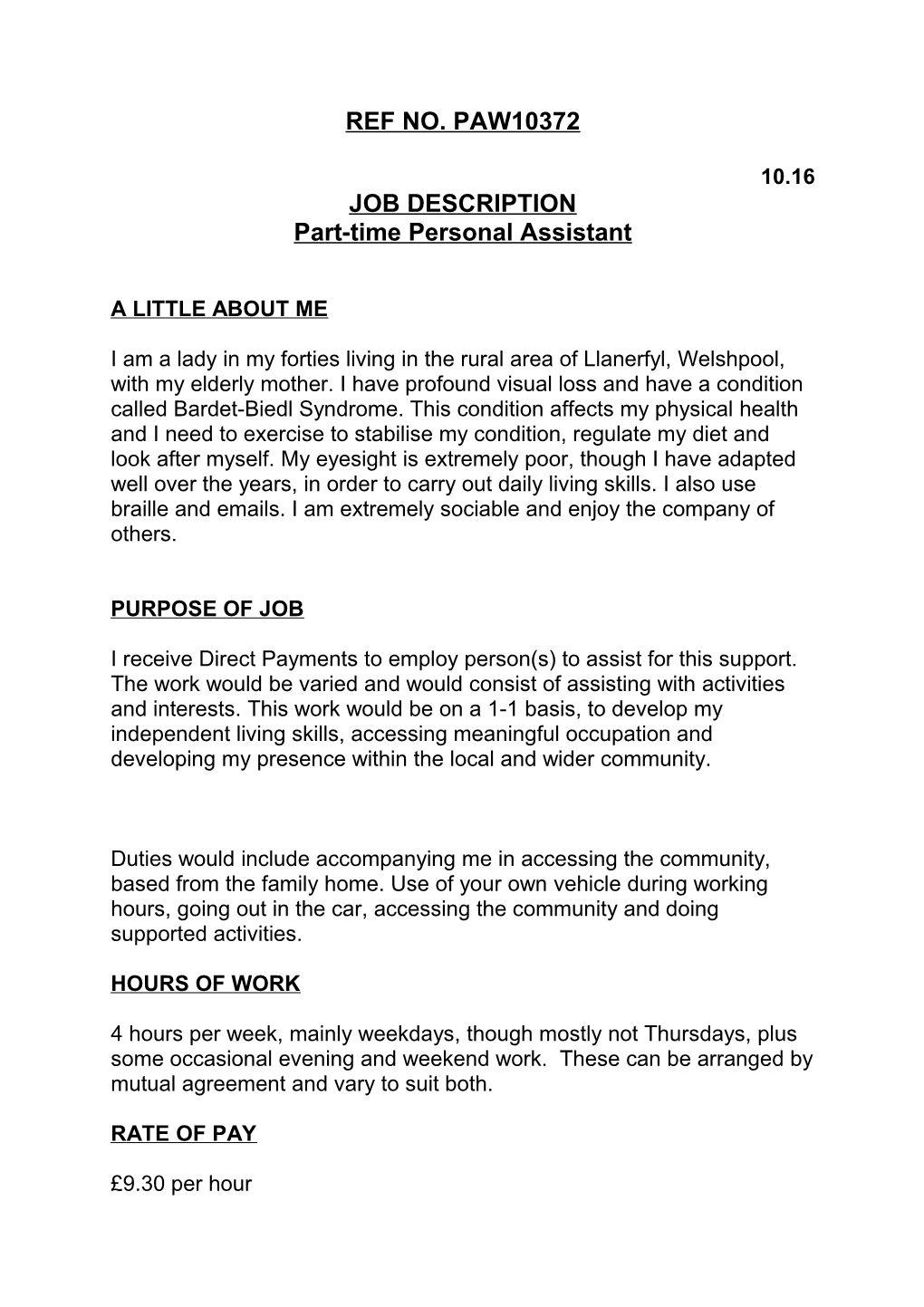 Part-Time Personal Assistant