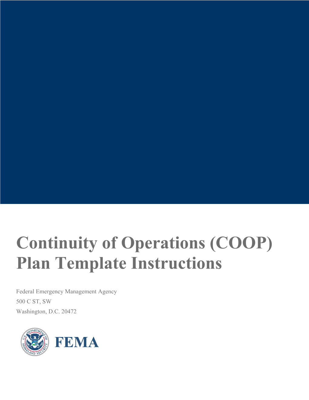 Continuity of Operations (COOP) Plan Template Instructions