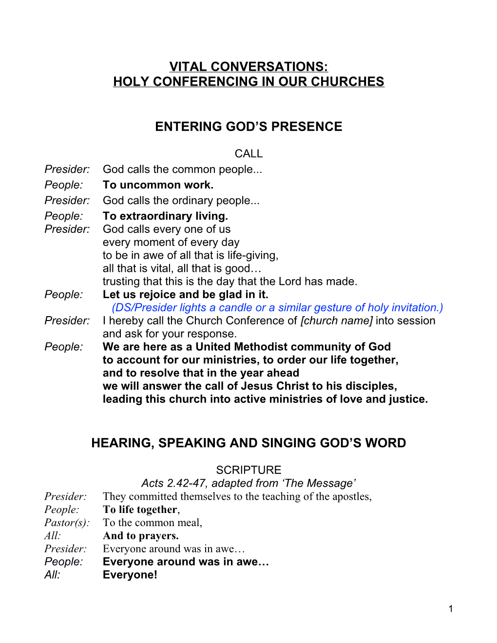 Holy Conferencing in Our Churches
