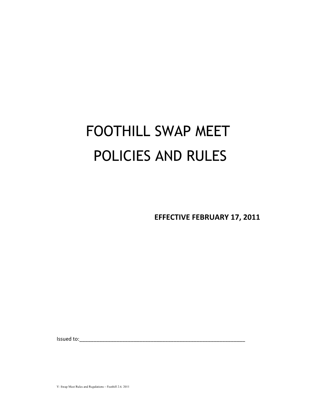 Foothillswap Meet Operations