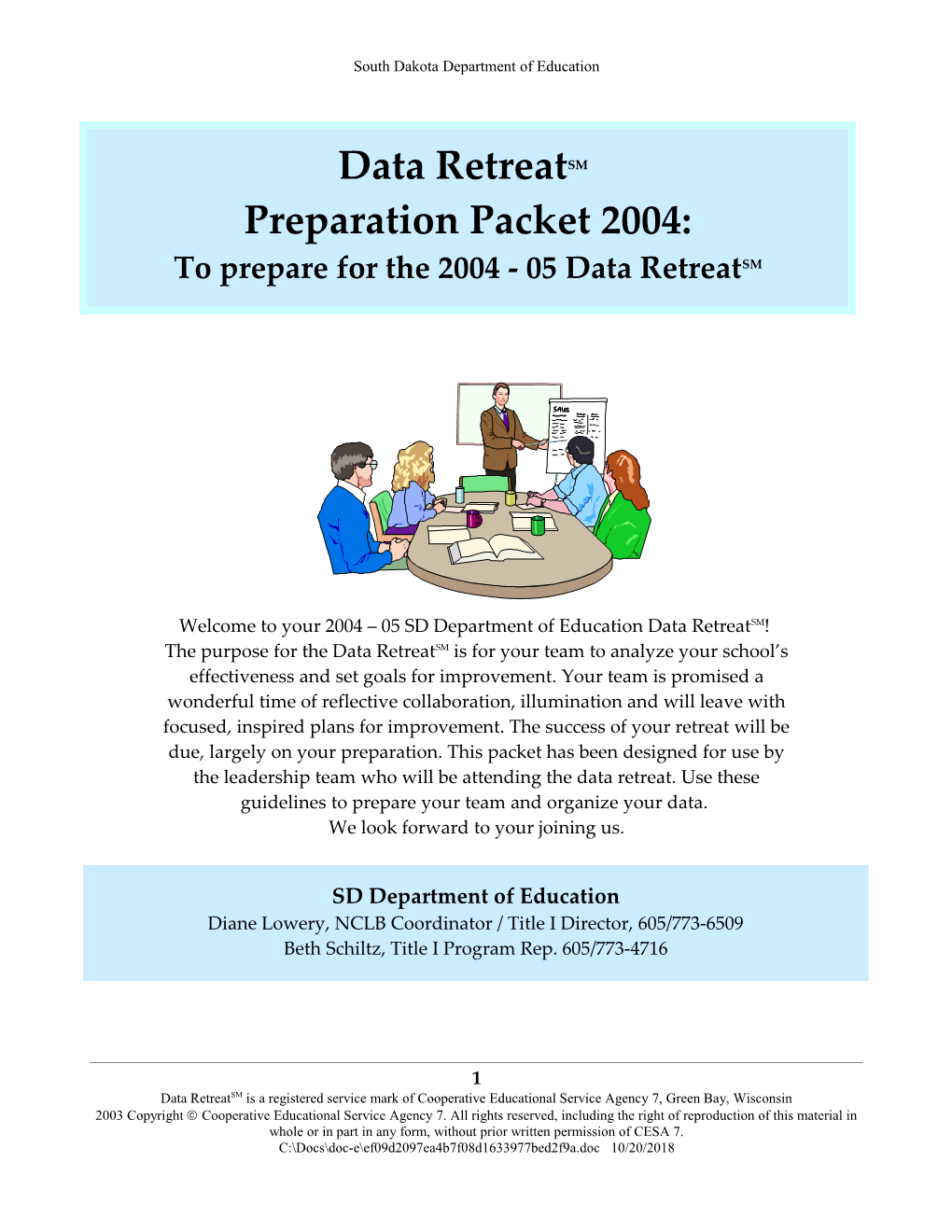 Data Retreat Preparation Packet