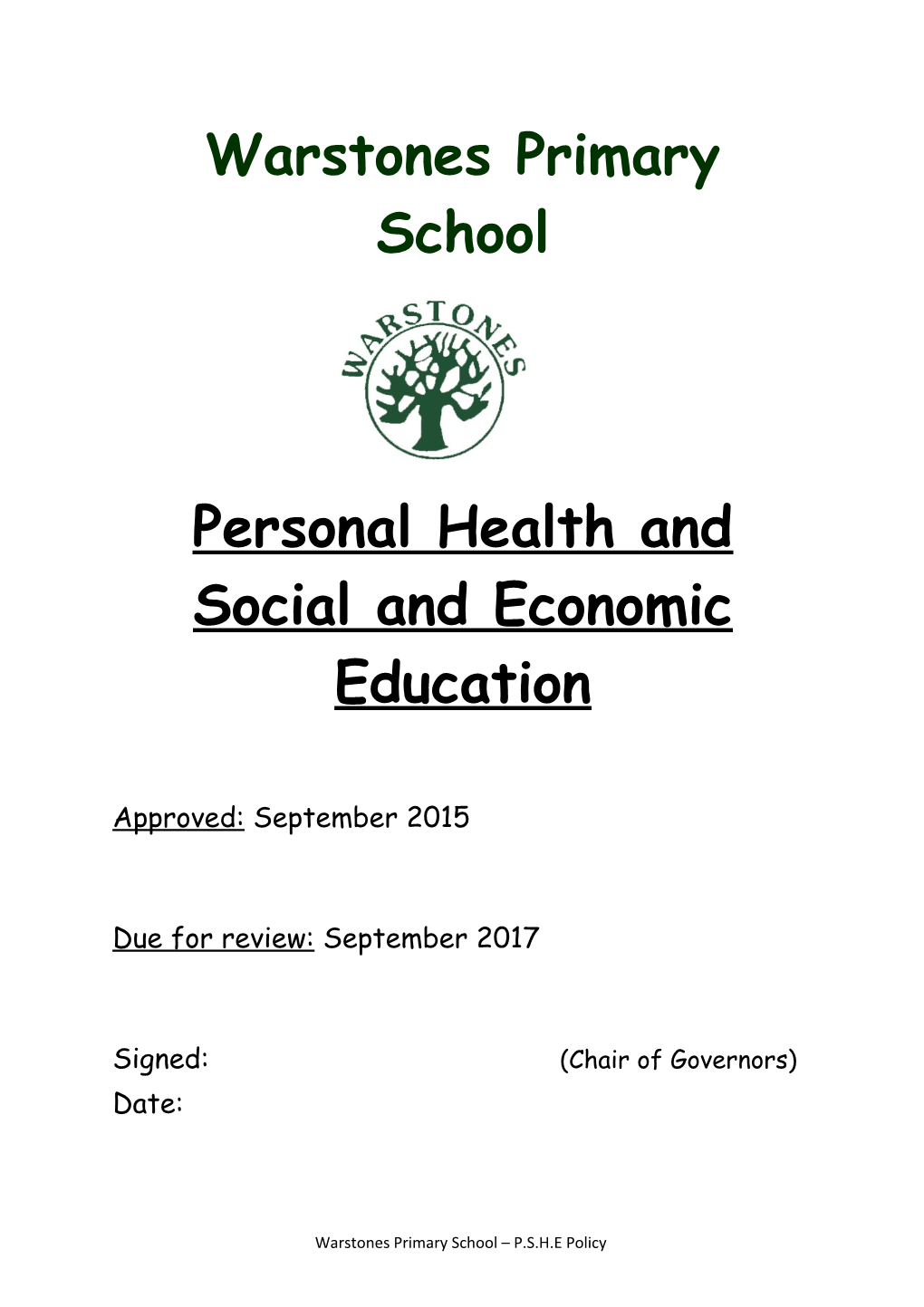 Personal Health and Social and Economic Education