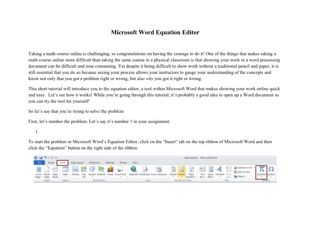 Microsoft Word Equation Editor