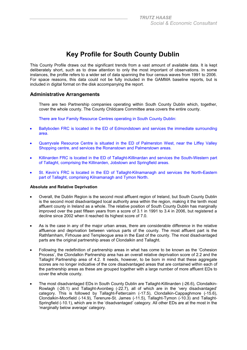 Key Profile for South County Dublin
