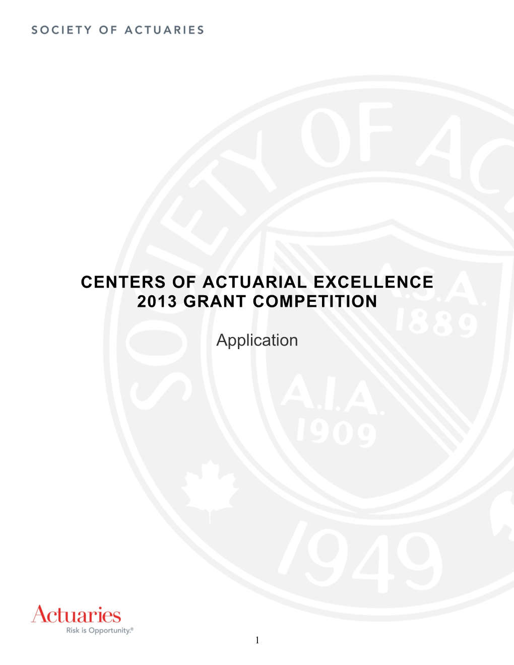 Center of Actuarial Excellence Application Form