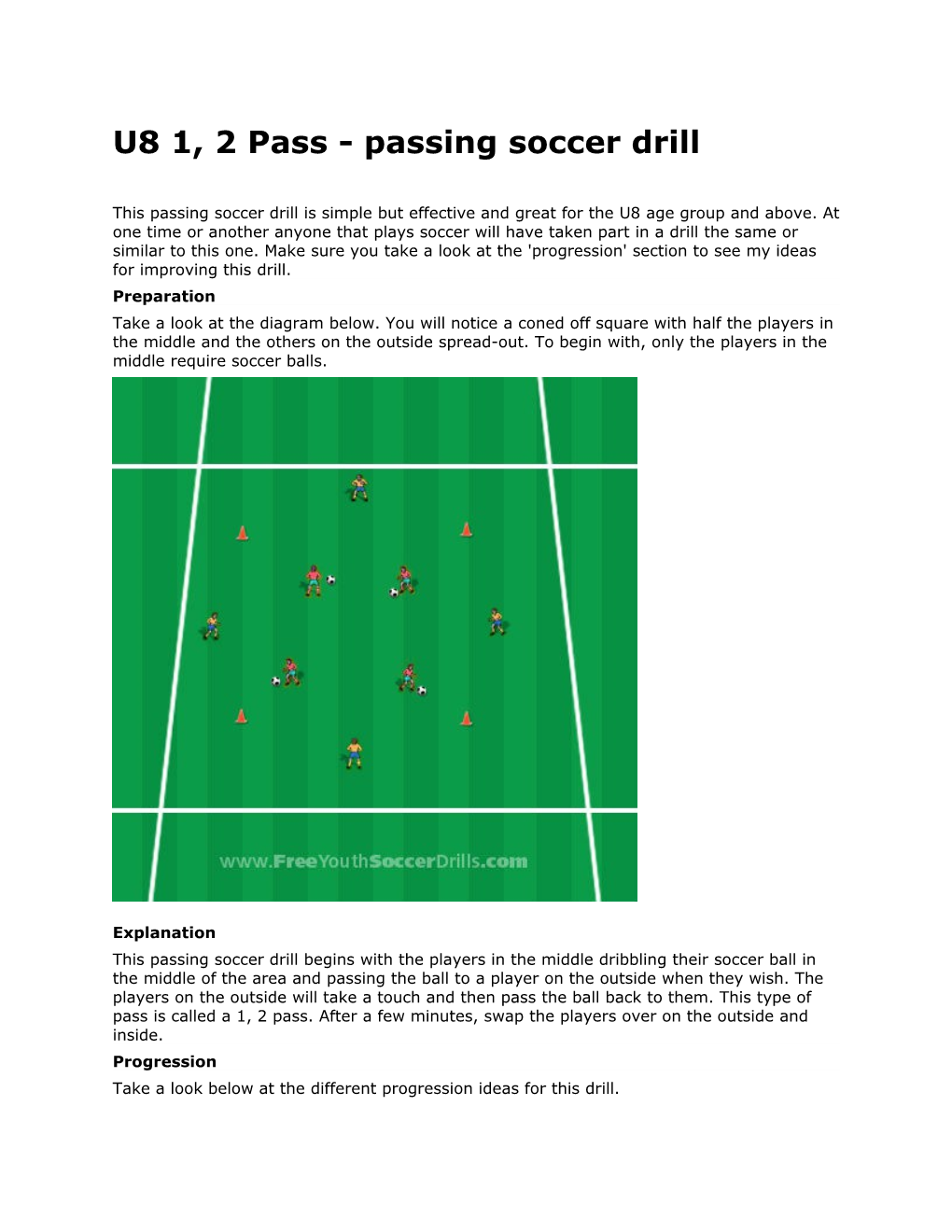 U8 1, 2 Pass - Passing Soccer Drill