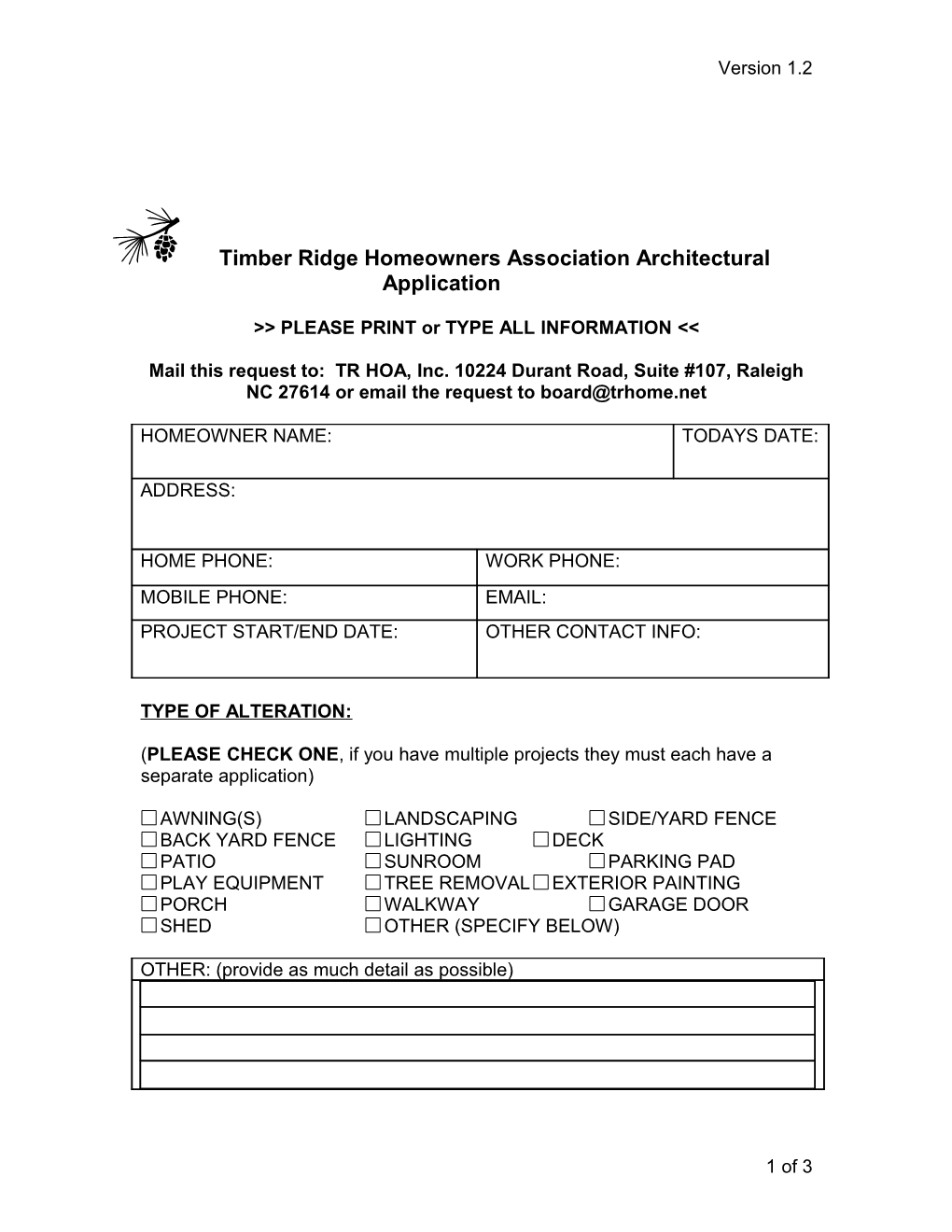Timber Ridge Homeowners Association