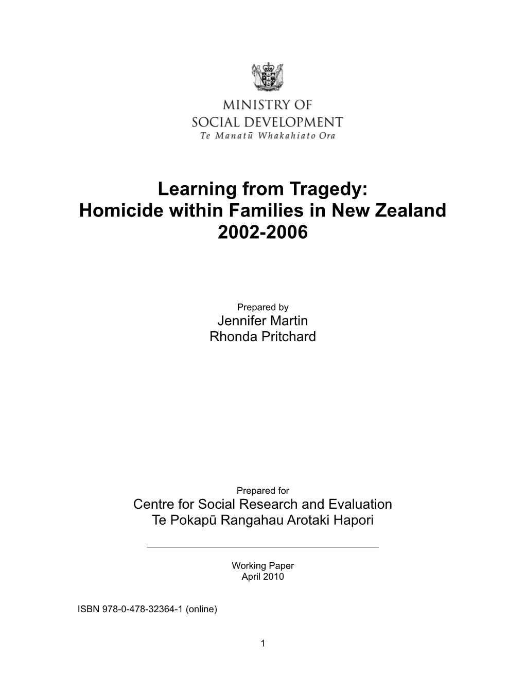 Homicide Within Families in New Zealand