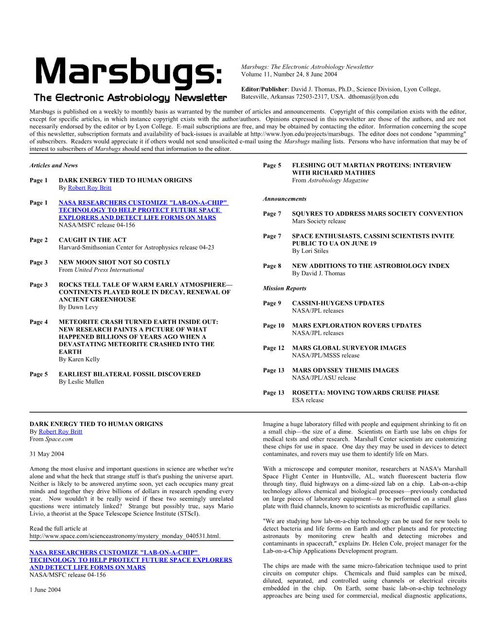 Marsbugs Vol. 11, No. 24