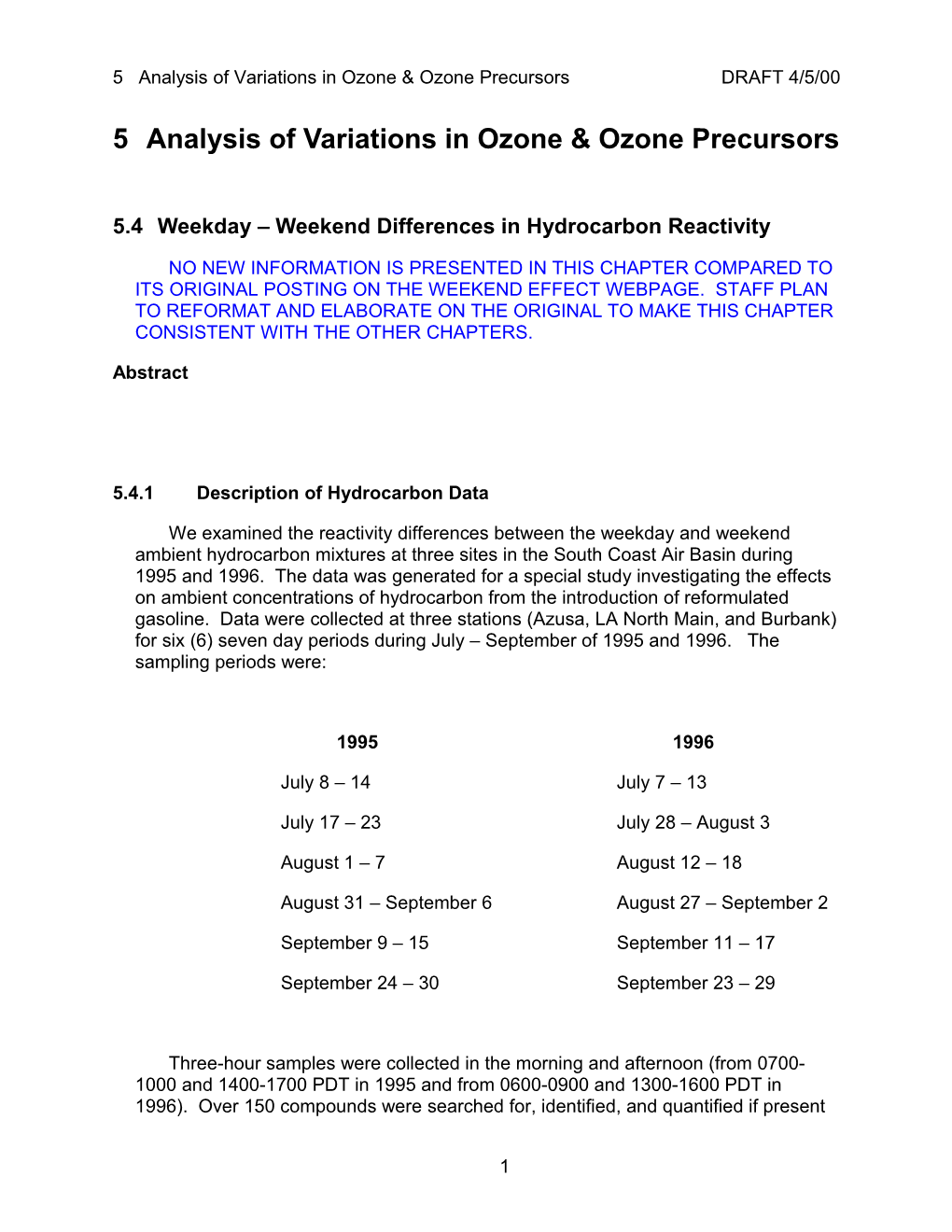 5Analysis of Variations in Ozone & Ozone Precursors