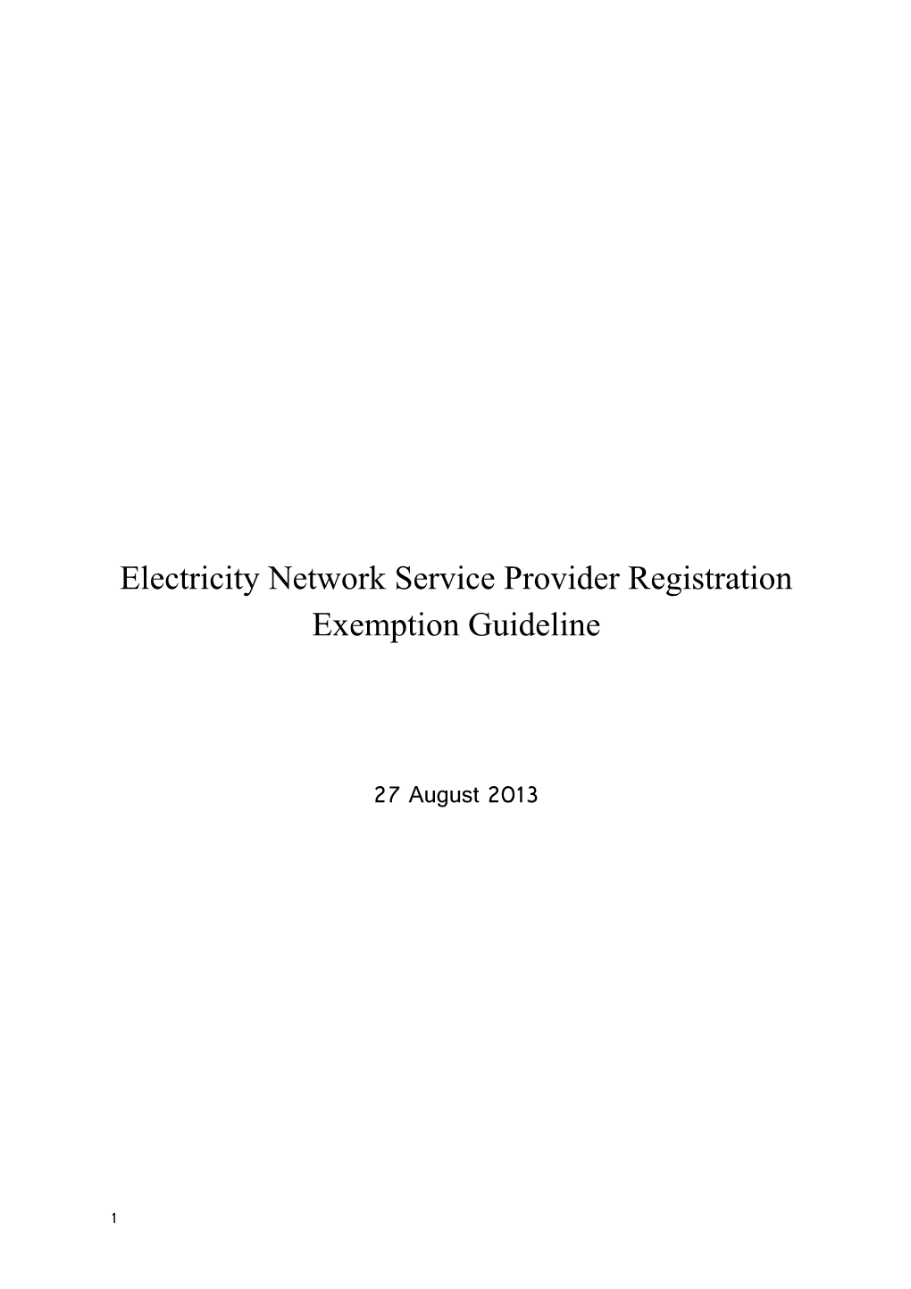 Electricity Network Service Provider Registration Exemption Guideline