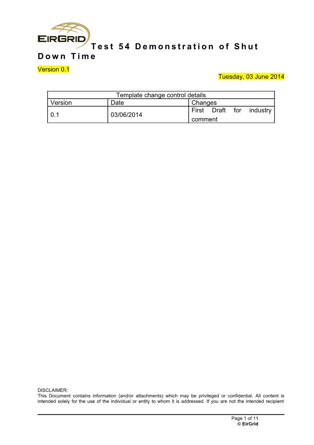 Test Procedure Template