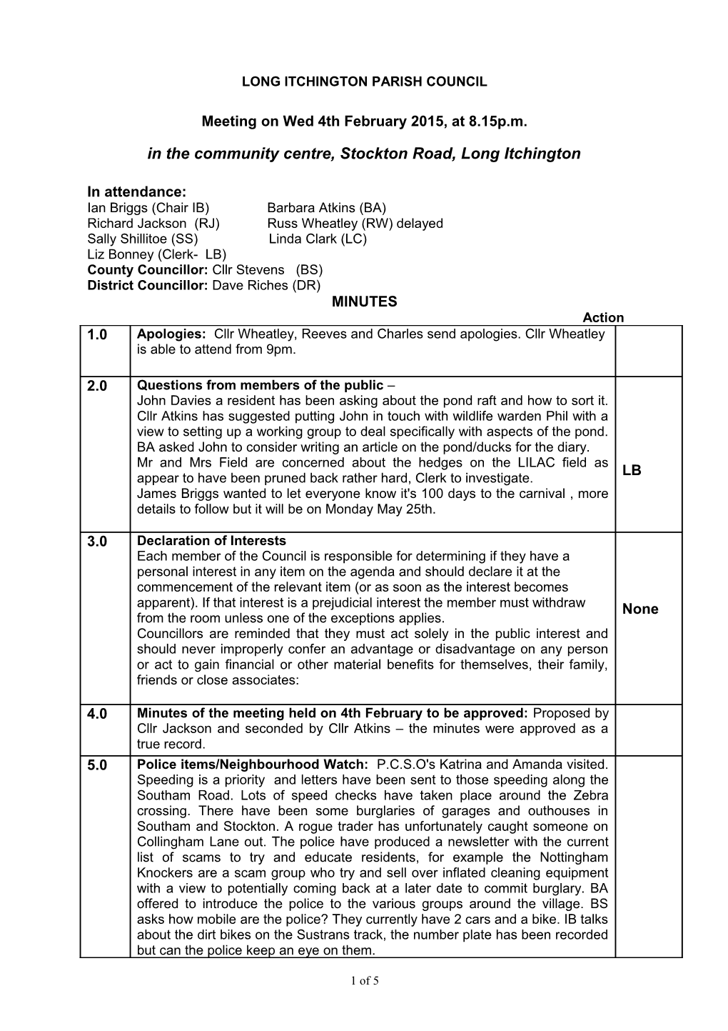 Long Itchington Parish Council