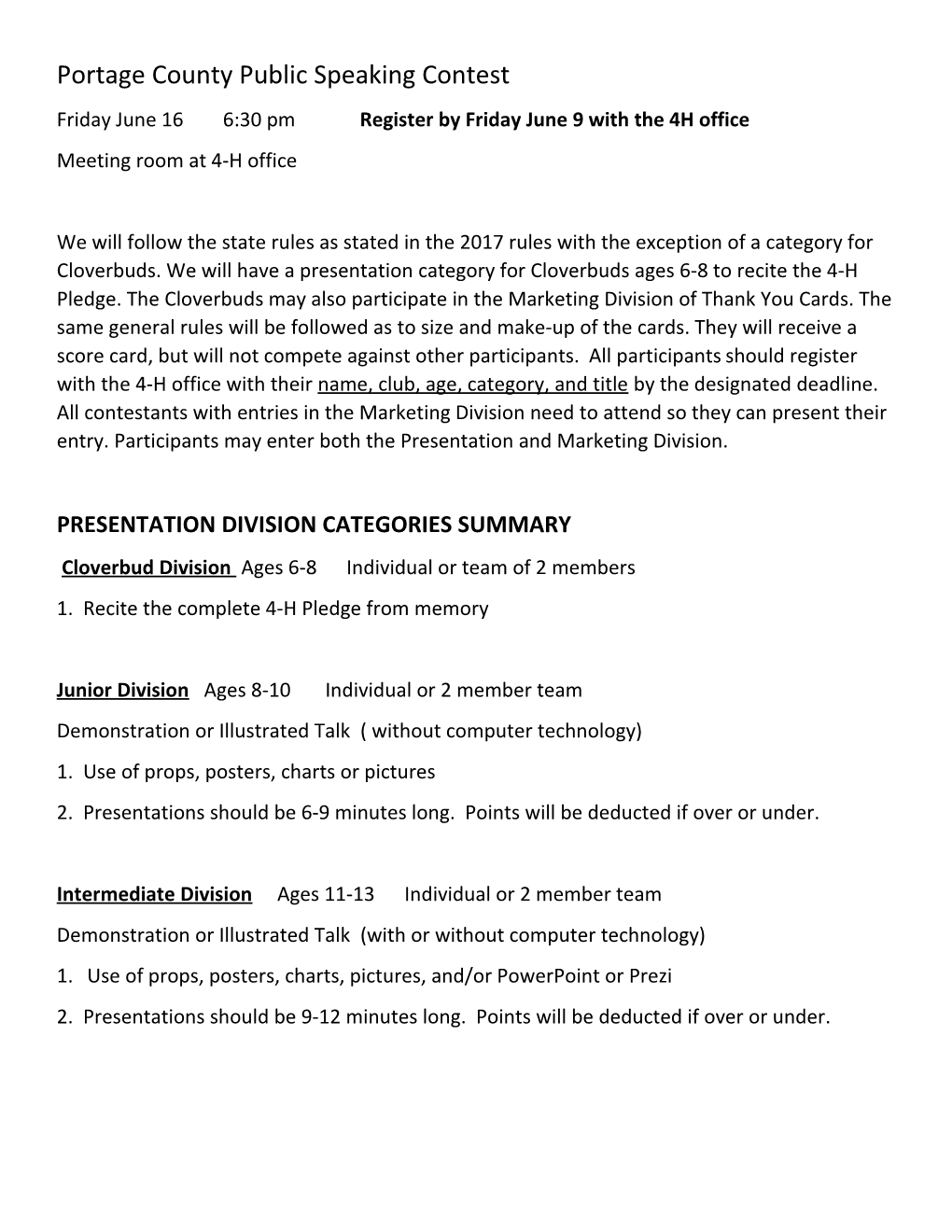 Portage County Public Speaking Contest