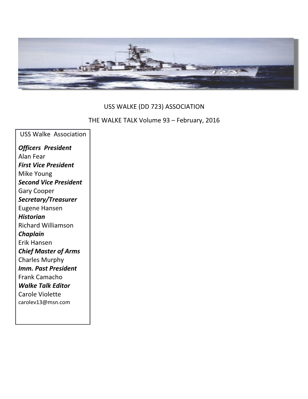 Uss Walke (Dd 723) Association