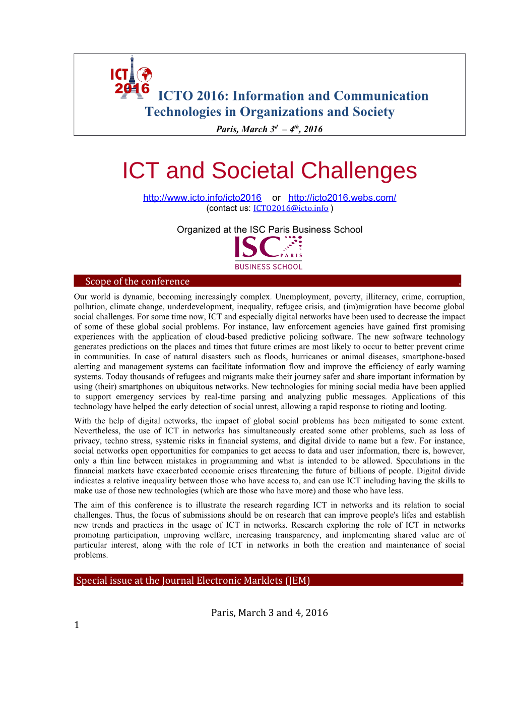 ICT and Societal Challenges